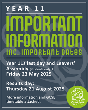 Year 11 Important Information and Dates