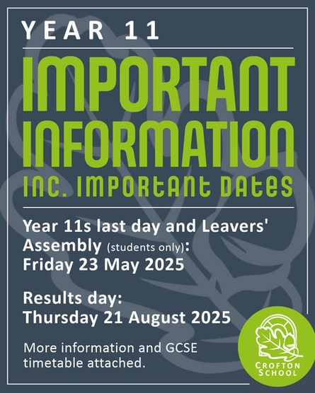 Year 11 Important Information and Dates