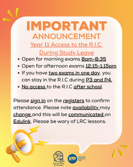 Year 11 Access to the R.I.C during Study Leave