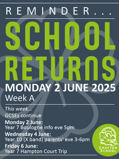 School returns Monday 2 June 2025