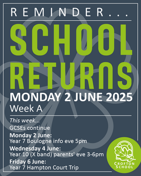 School returns Monday 2 June 2025