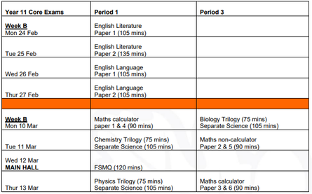 Year 11 core exams